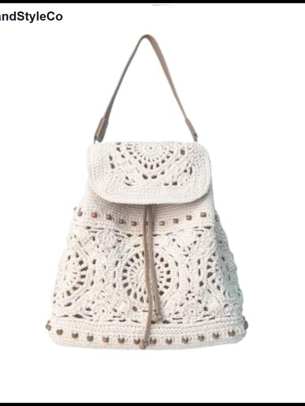 Handmade Cotton Rope Crochet Backpack Women Boho Rucksack with Adjustable